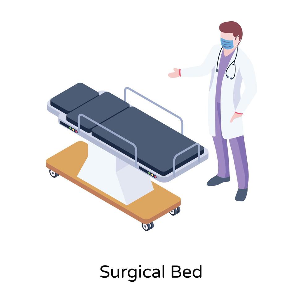 An illustration of surgical bed in modern isometric design vector