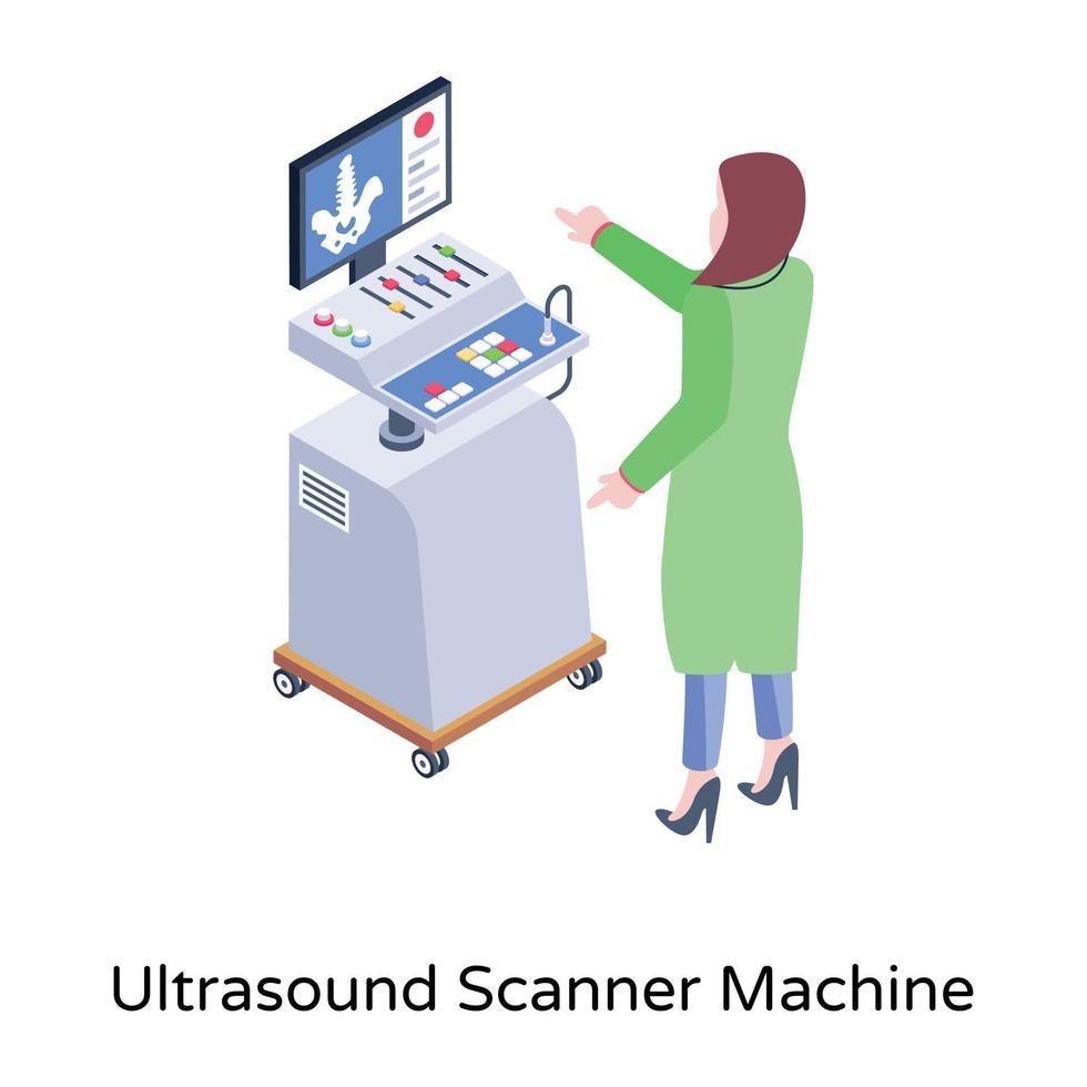 An ultrasound scanner machine isometric vector download