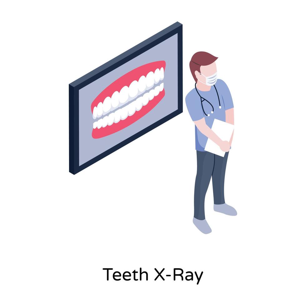 mandíbula o dientes, ilustración isométrica vector