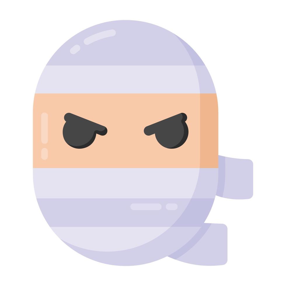 A person with bandit, flat icon of mummy vector