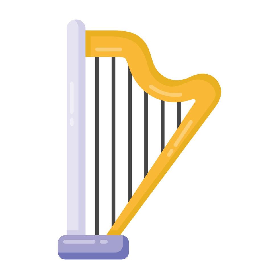 A musical instrument, harp flat icon vector