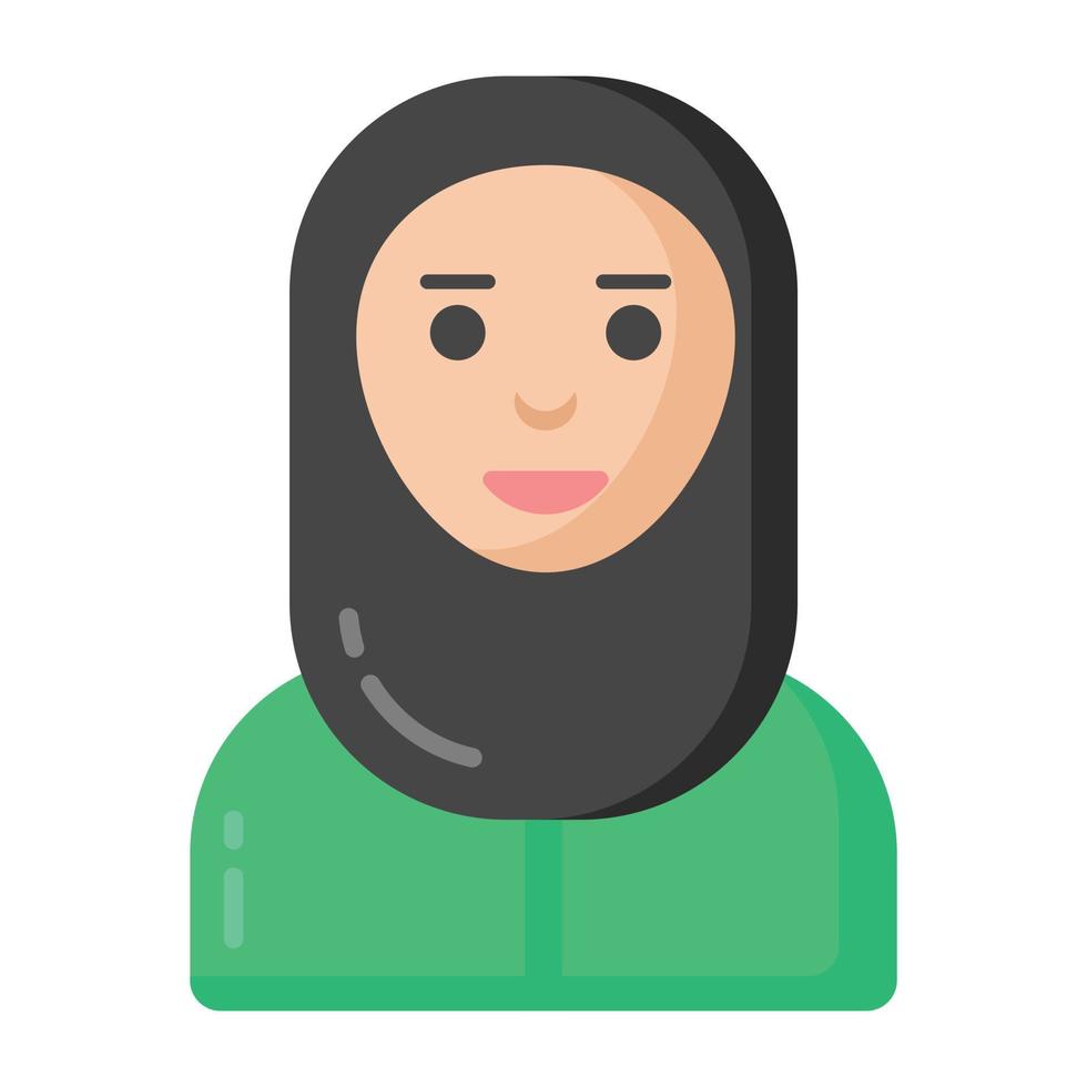 un icono editable plano de niña hijab tradicional vector