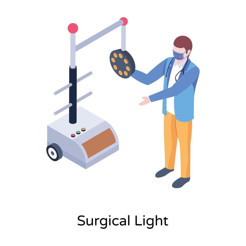 ilustración isométrica de luz quirúrgica clínica vector