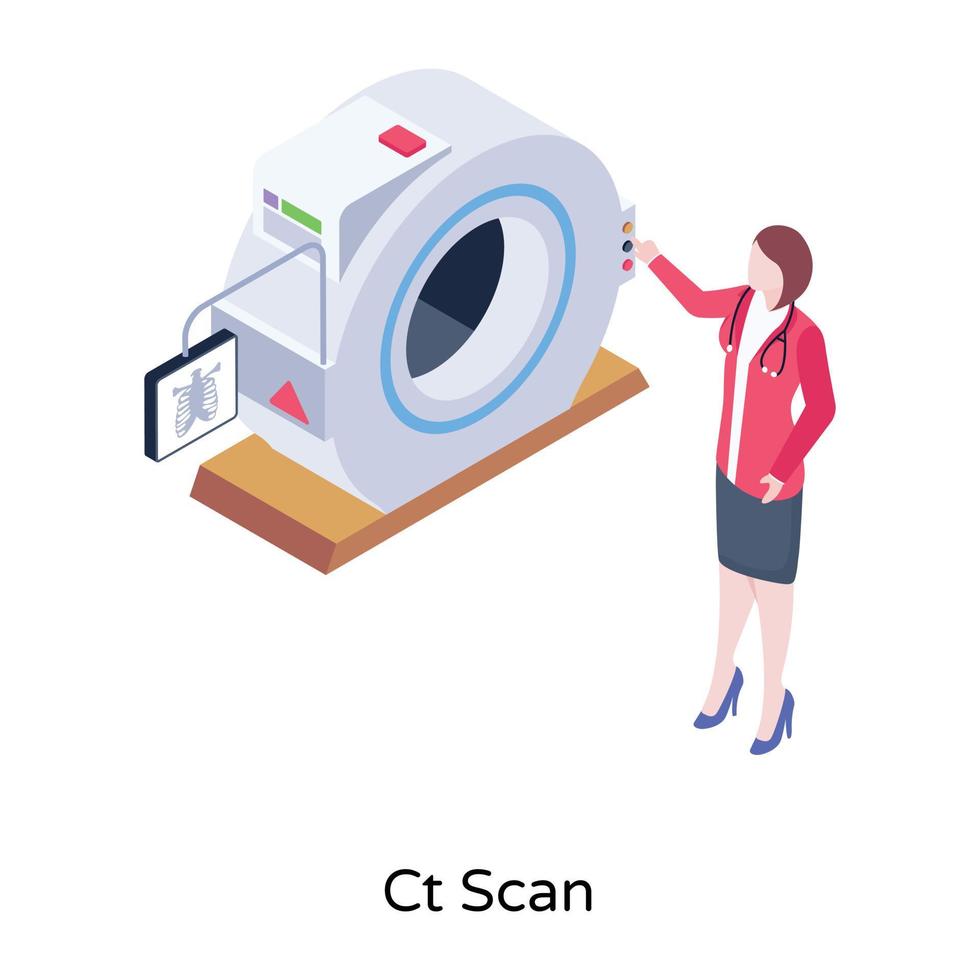 una ilustración isométrica perfecta de tomografía computarizada vector