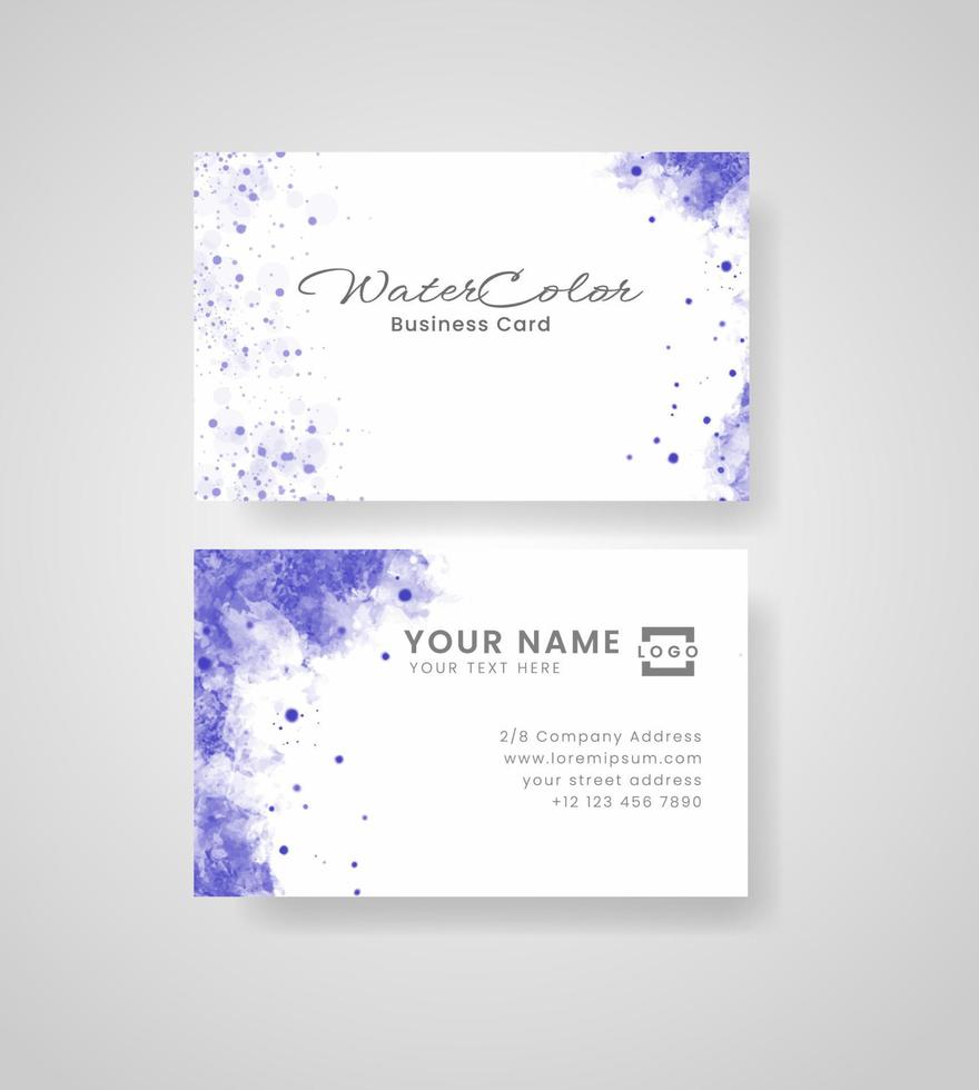 Abstract splashed watercolor business card vector