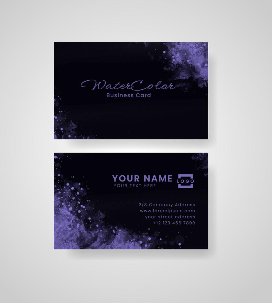 Abstract splashed watercolor business card vector