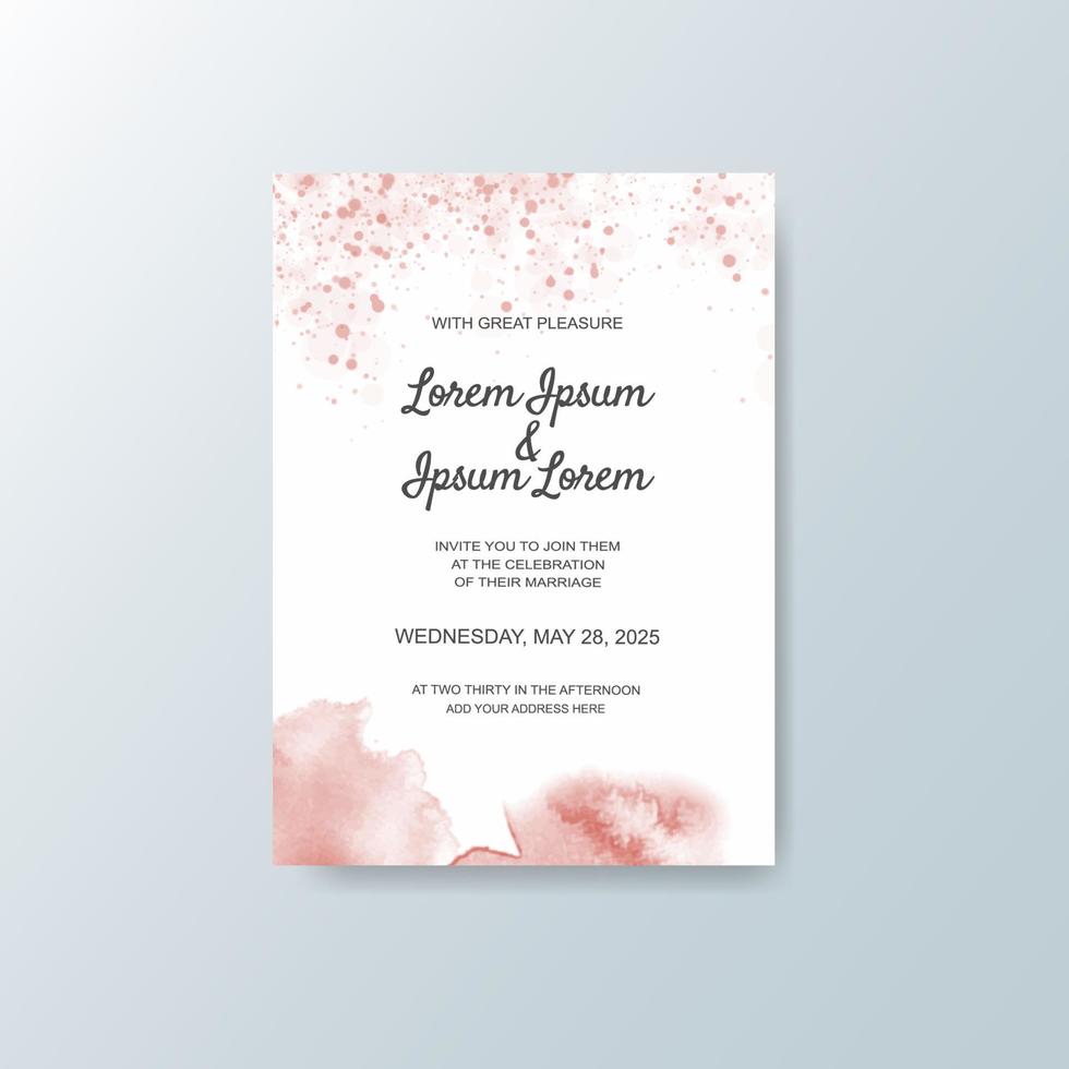 Wedding invitation with abstract watercolor background vector