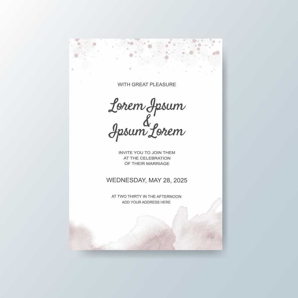 Wedding invitation with abstract watercolor background vector