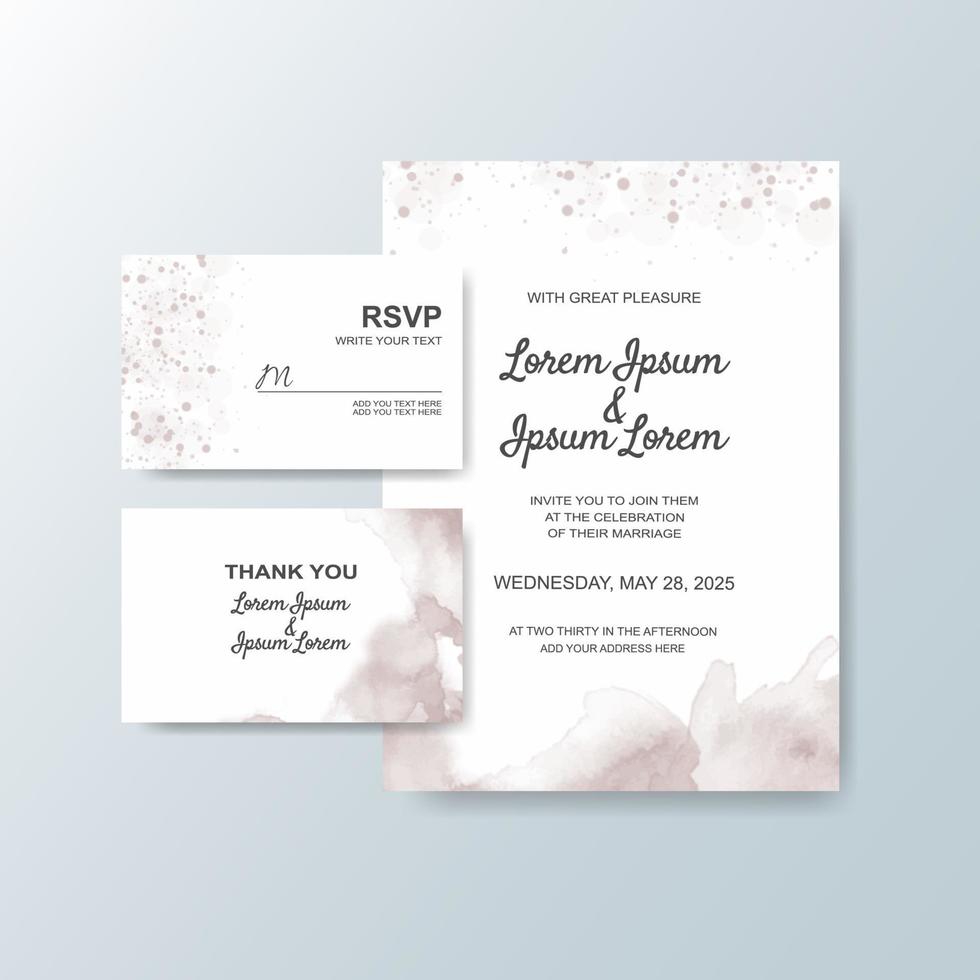 Wedding invitation with abstract watercolor background vector