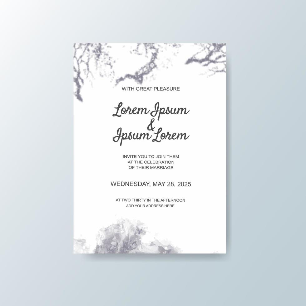 Wedding invitation with abstract watercolor background vector