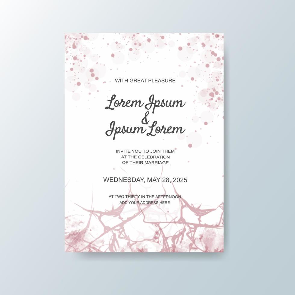 Wedding invitation with abstract watercolor background vector