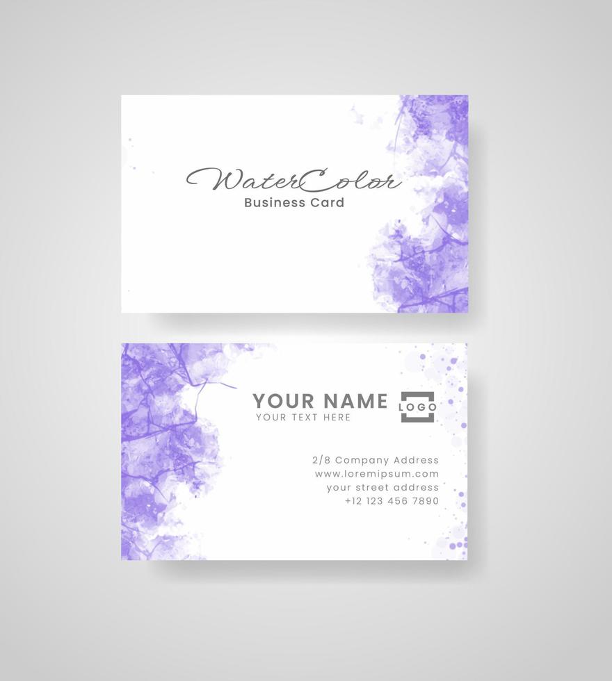 Abstract splashed watercolor business card vector