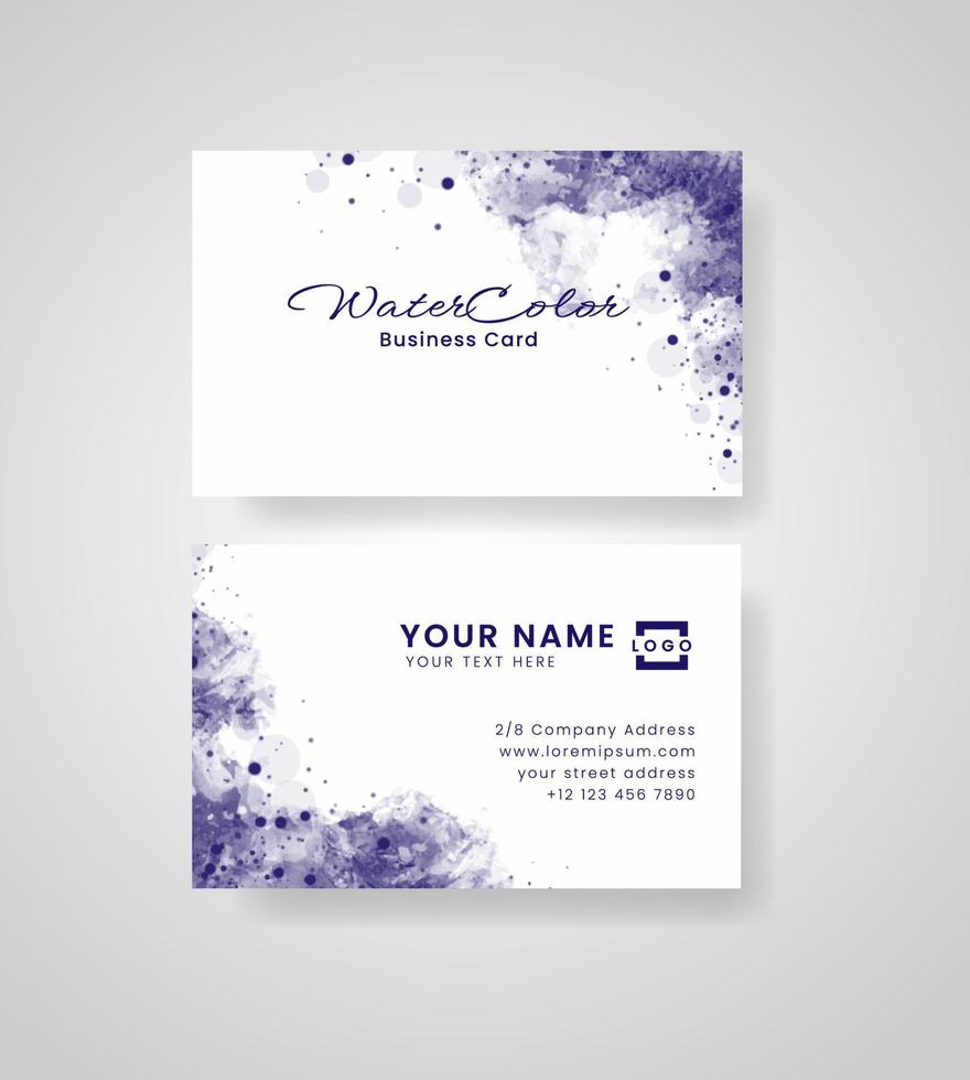 Abstract splashed watercolor business card vector