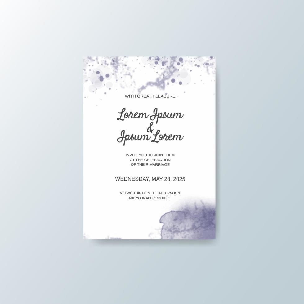 Wedding invitation with abstract watercolor background vector