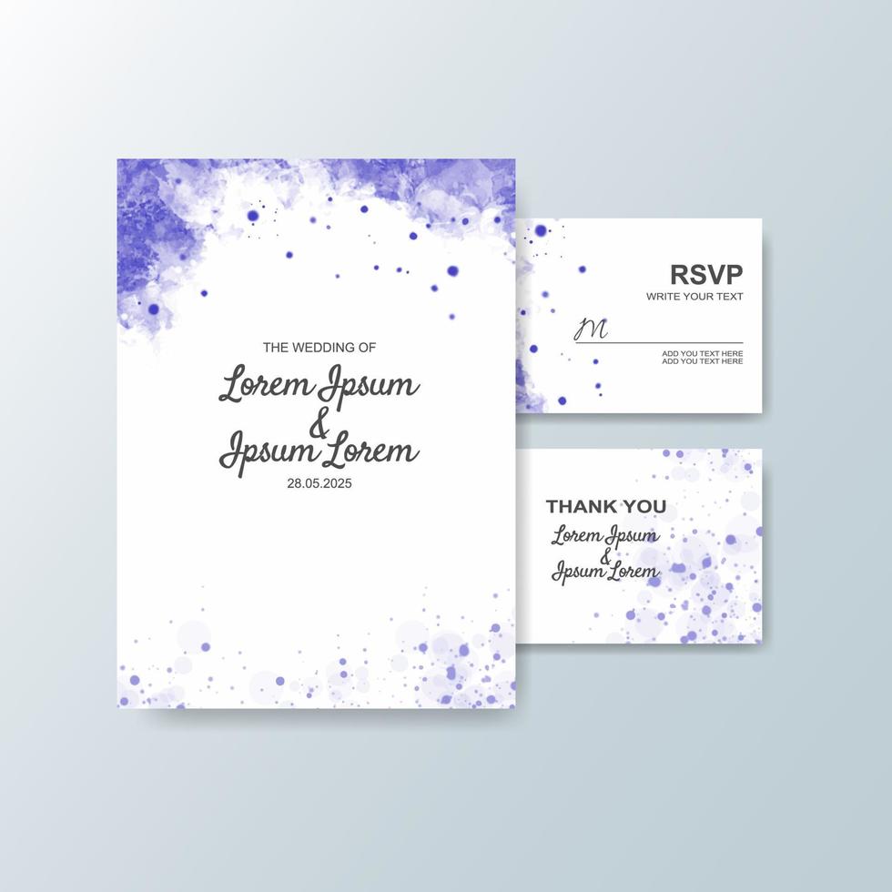 Wedding invitation with abstract watercolor background vector