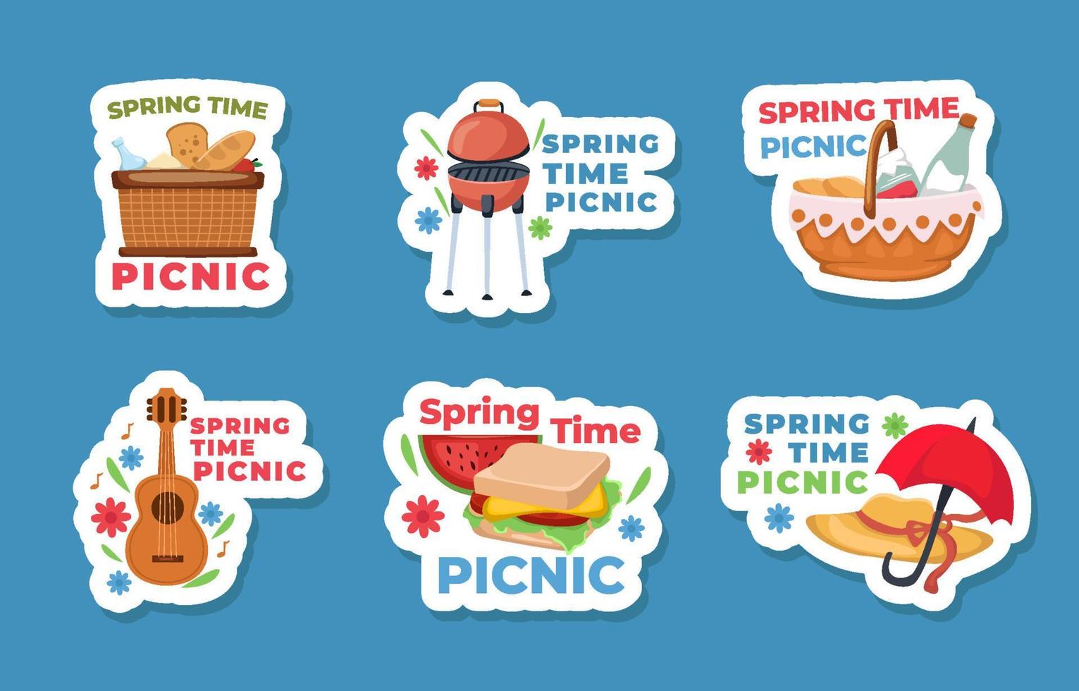 Cute Picnic Sticker Collection vector