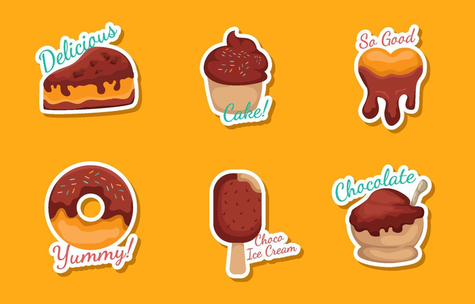 Sticker Set Collection of Chocolate Elements vector