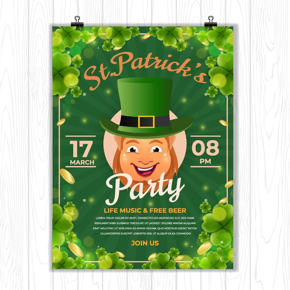 Poster Template of St Patrick Day Party vector