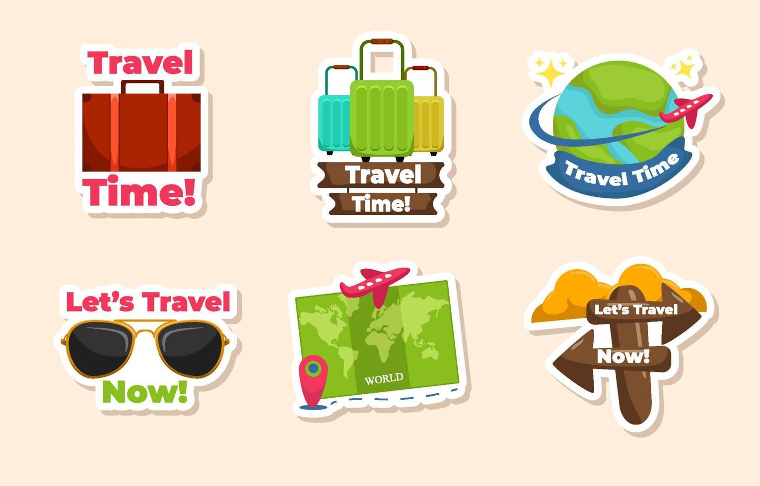 Cute Sticker of Travel Element Collection vector