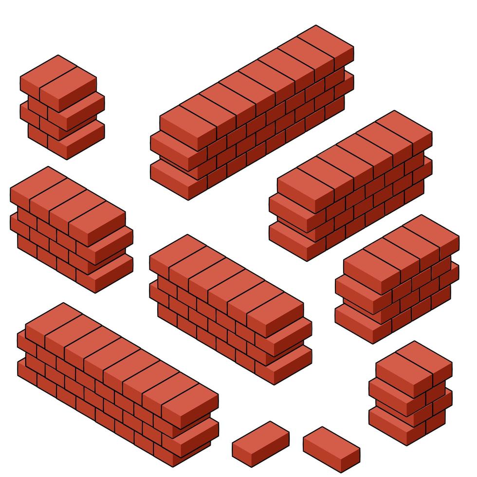 Red brick wall of house. Element of building construction vector