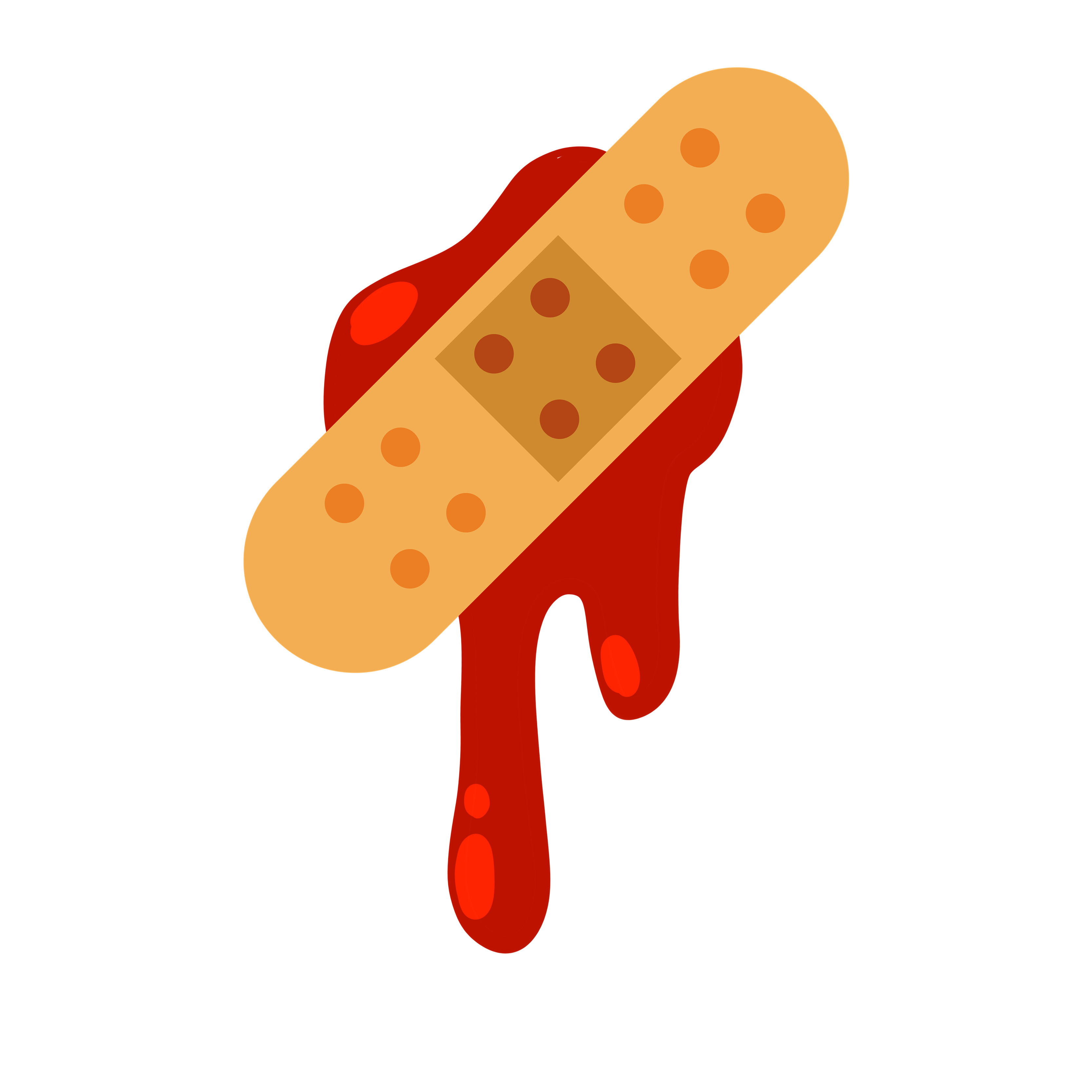 Bandage. Treatment of injury. Medical band aid. Cut with blood. Stopping the bleeding. 5992636