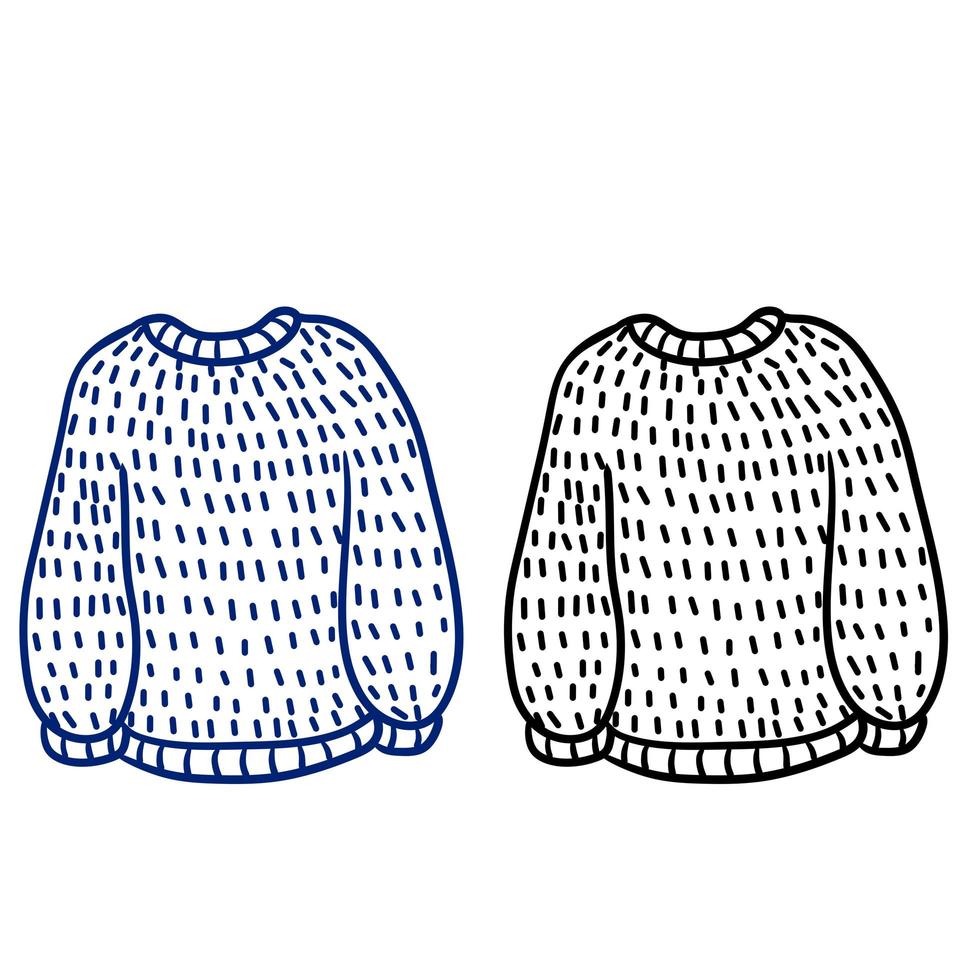 Sweater. Warm woolen pullover. Doodle cartoon illustration. Winter clothing vector