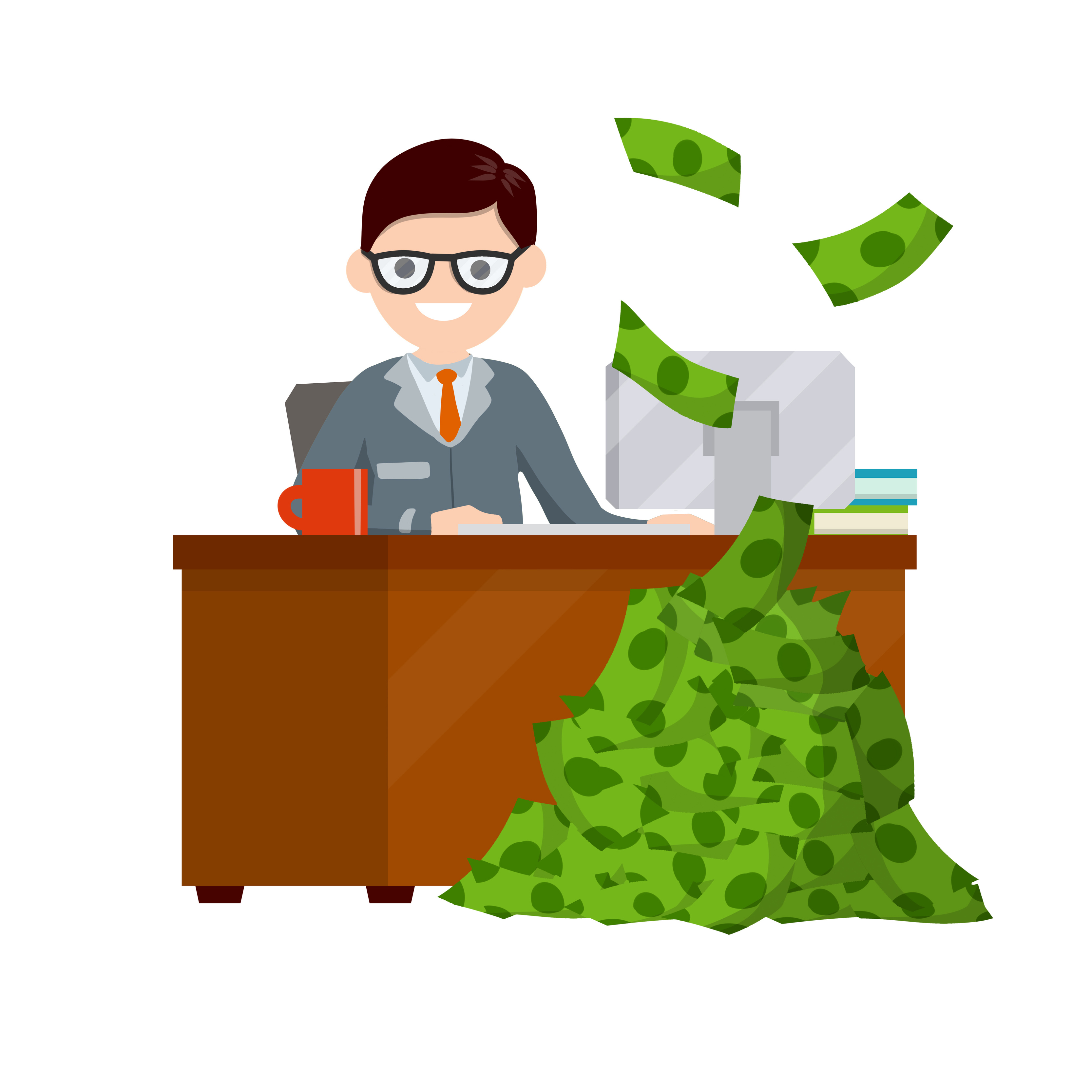 Businessman and lot of money. Office employee, salary and bonus. Cartoon flat illustration. Rich and successful man sits at table. Green pile of banknotes 5992650 Vector Art at Vecteezy Businessman and lot of money. Office employee, salary and bonus. Cartoon flat illustration. Rich and successful man sits at table. Green pile of banknotes 5992650 Vector Art at Vecteezy