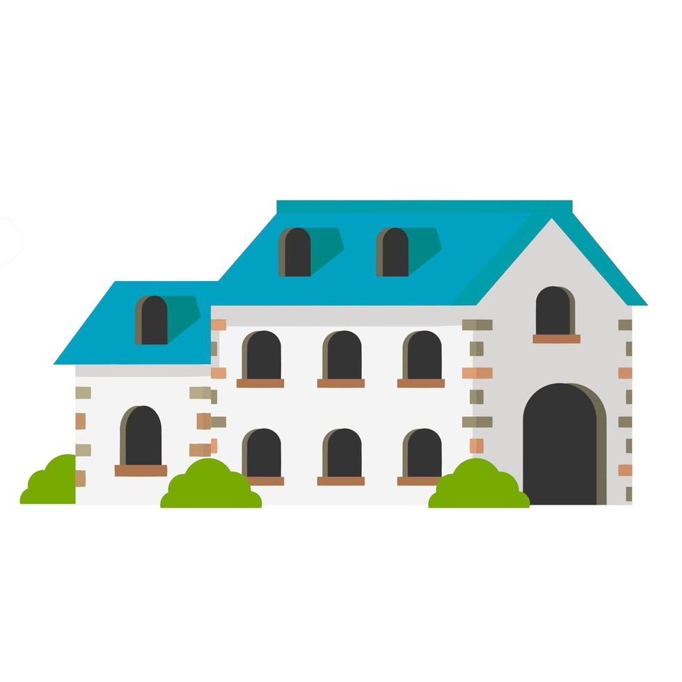Cozy suburban house. Small town and white house. vector