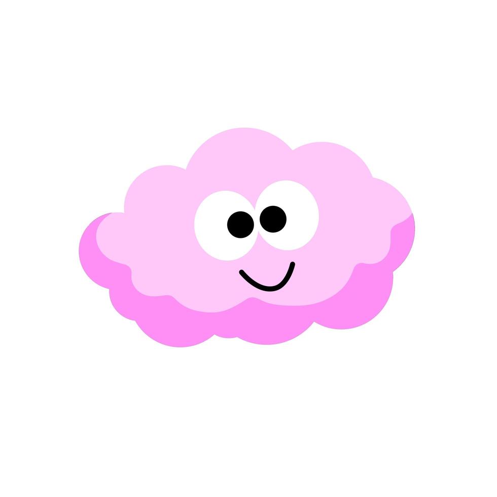 Smiling cloud. Kawaii character. Pink object of sky. vector