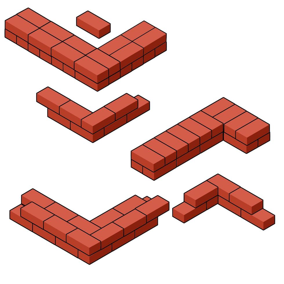 Red brick wall of house. Element of building construction. vector