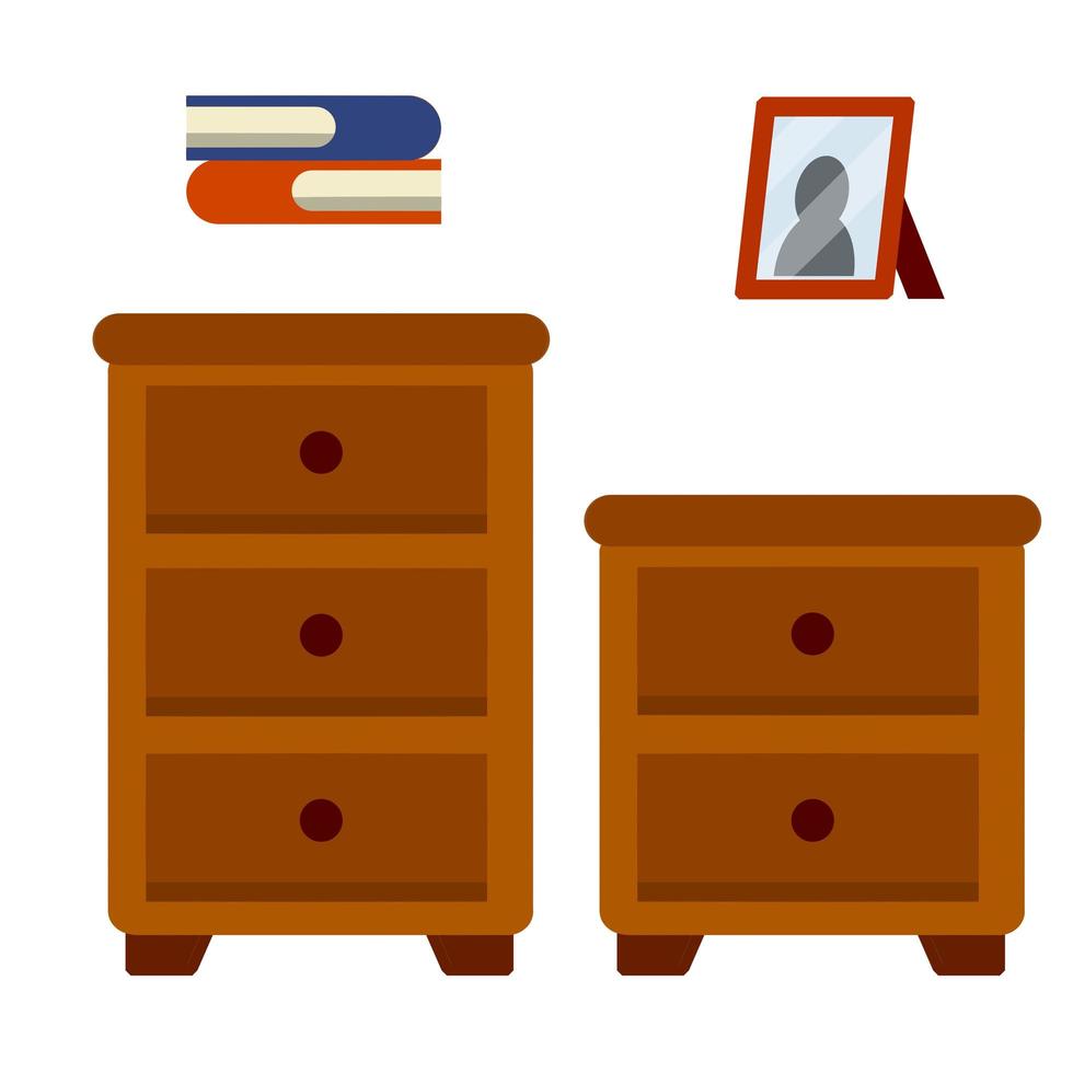 Nightstand and small wardrobe. vector