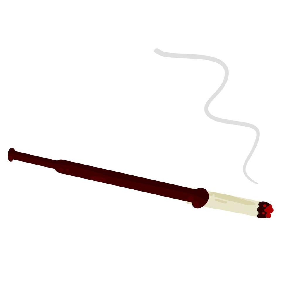 fumar cigarrillo en soporte largo. vector