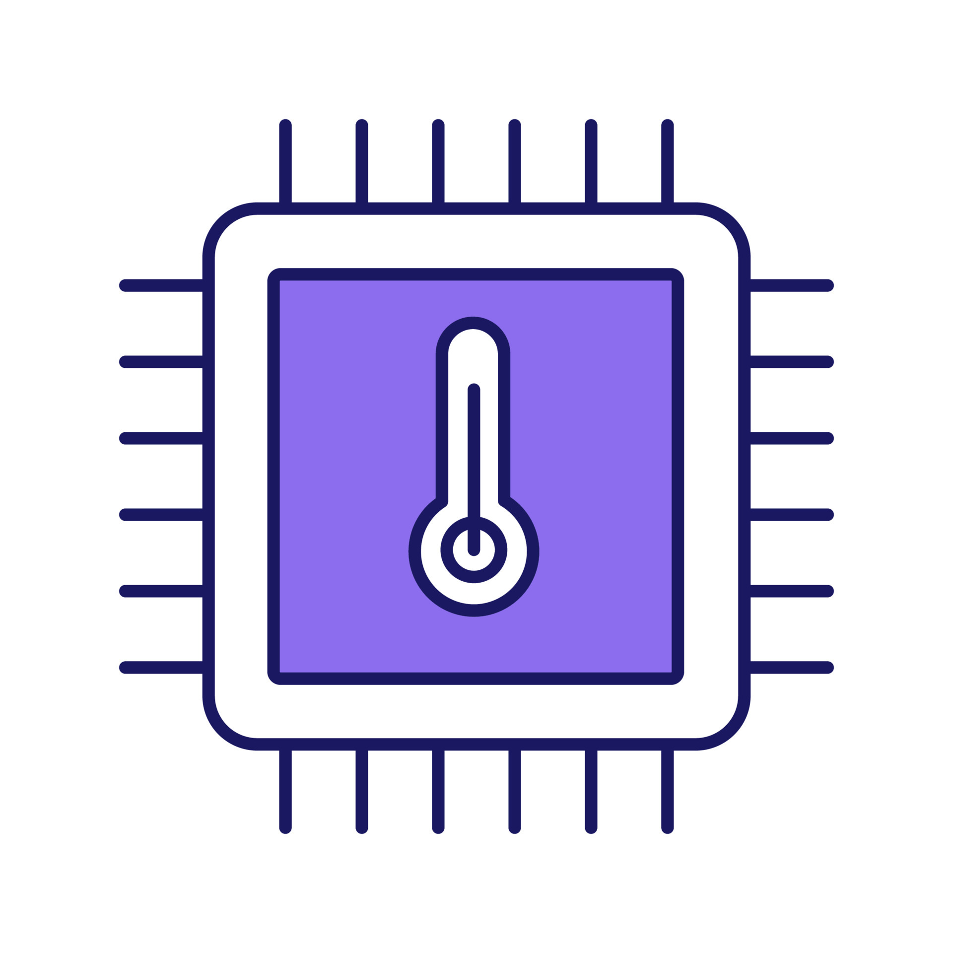 Processor temperature color icon. Core temp. CPU overheating. Chip ...