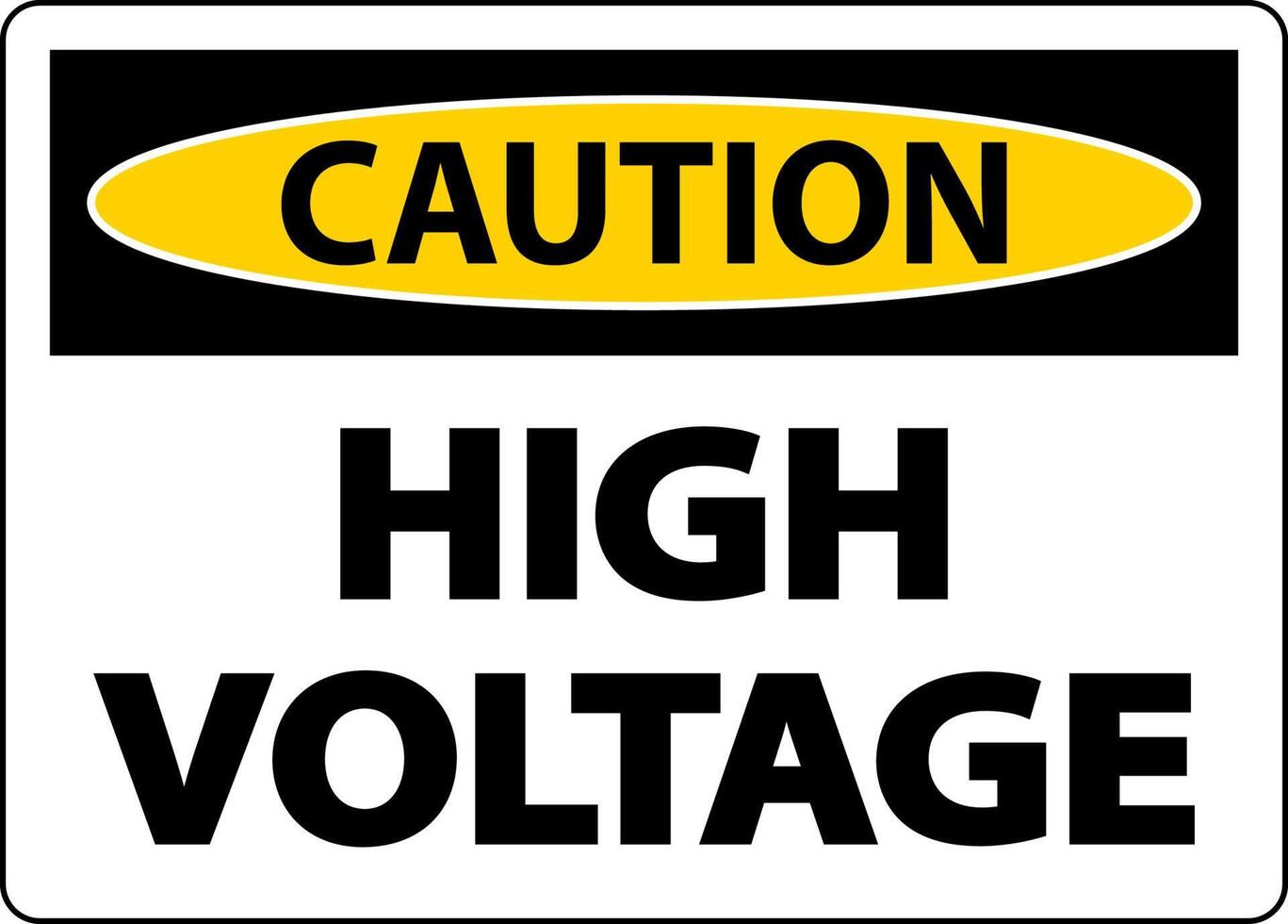 Caution High Voltage Sign On White Background vector