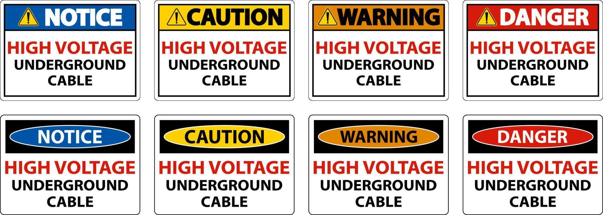 High Voltage Cable Underground Sign On White Background vector