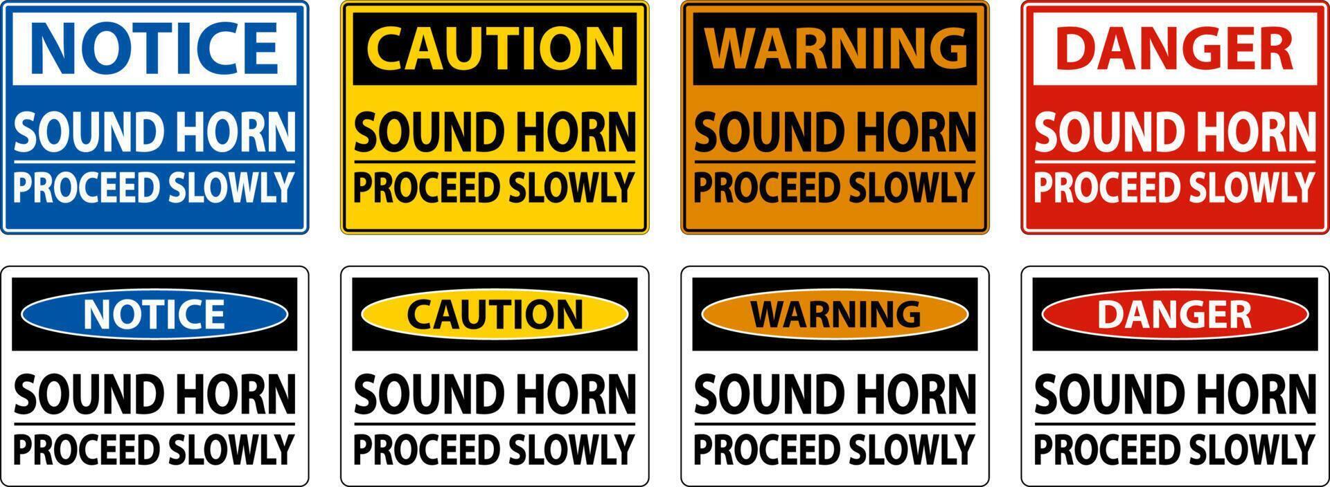 Caution Sound Horn Proceed Slowly Sign On White Background vector