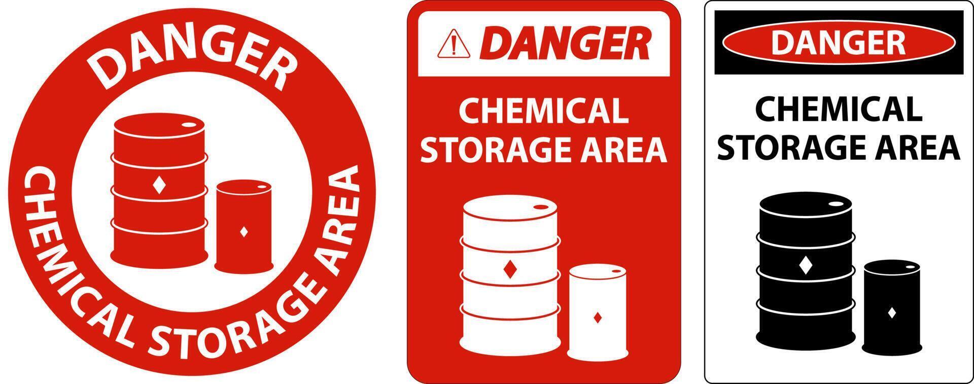 Danger Chemical Storage Area Sign On White Background vector