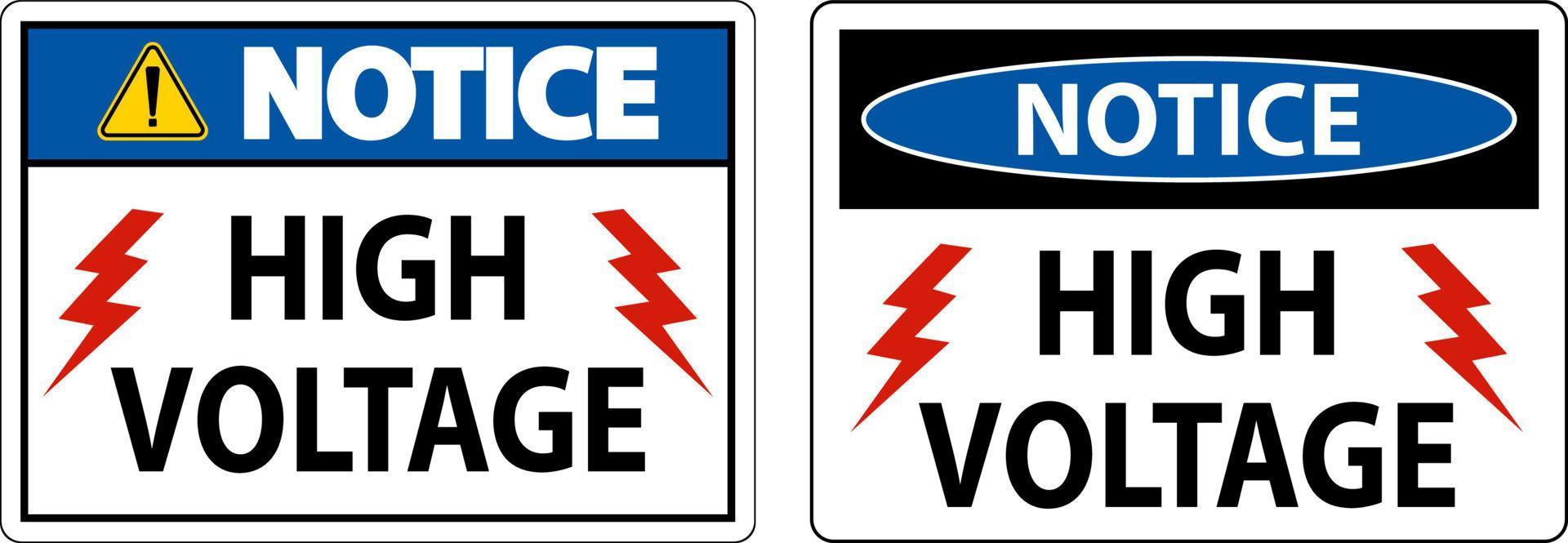 Notice High Voltage Sign On White Background vector
