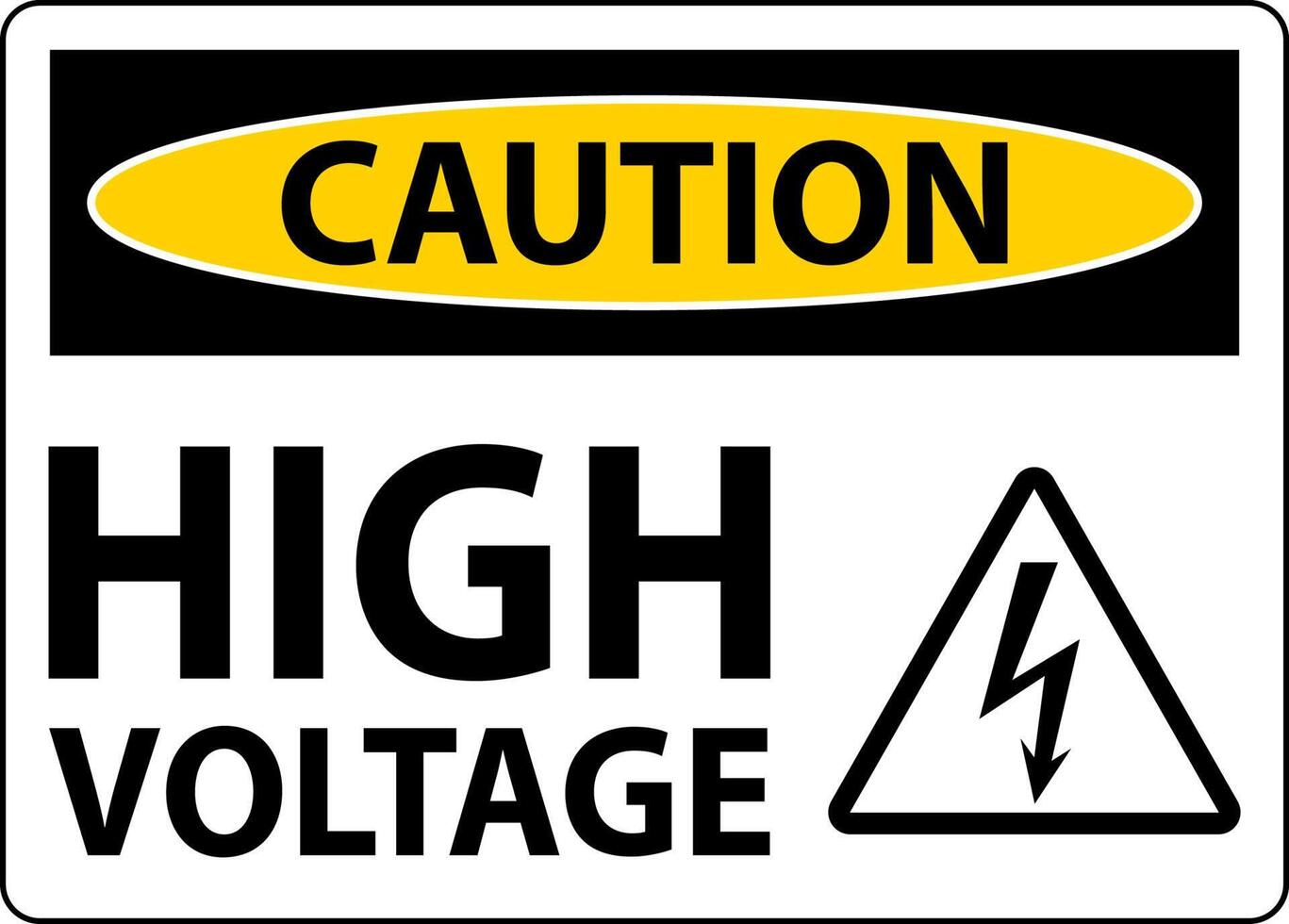 Caution High Voltage Sign On White Background vector