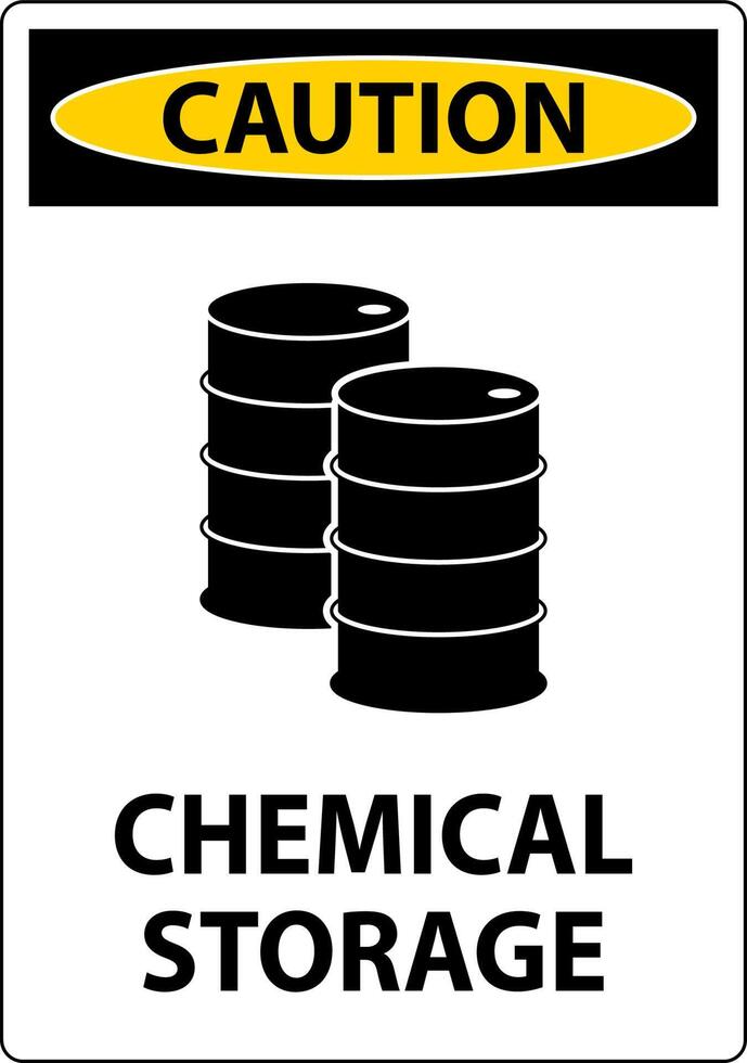 Caution Chemical Storage On White Background vector