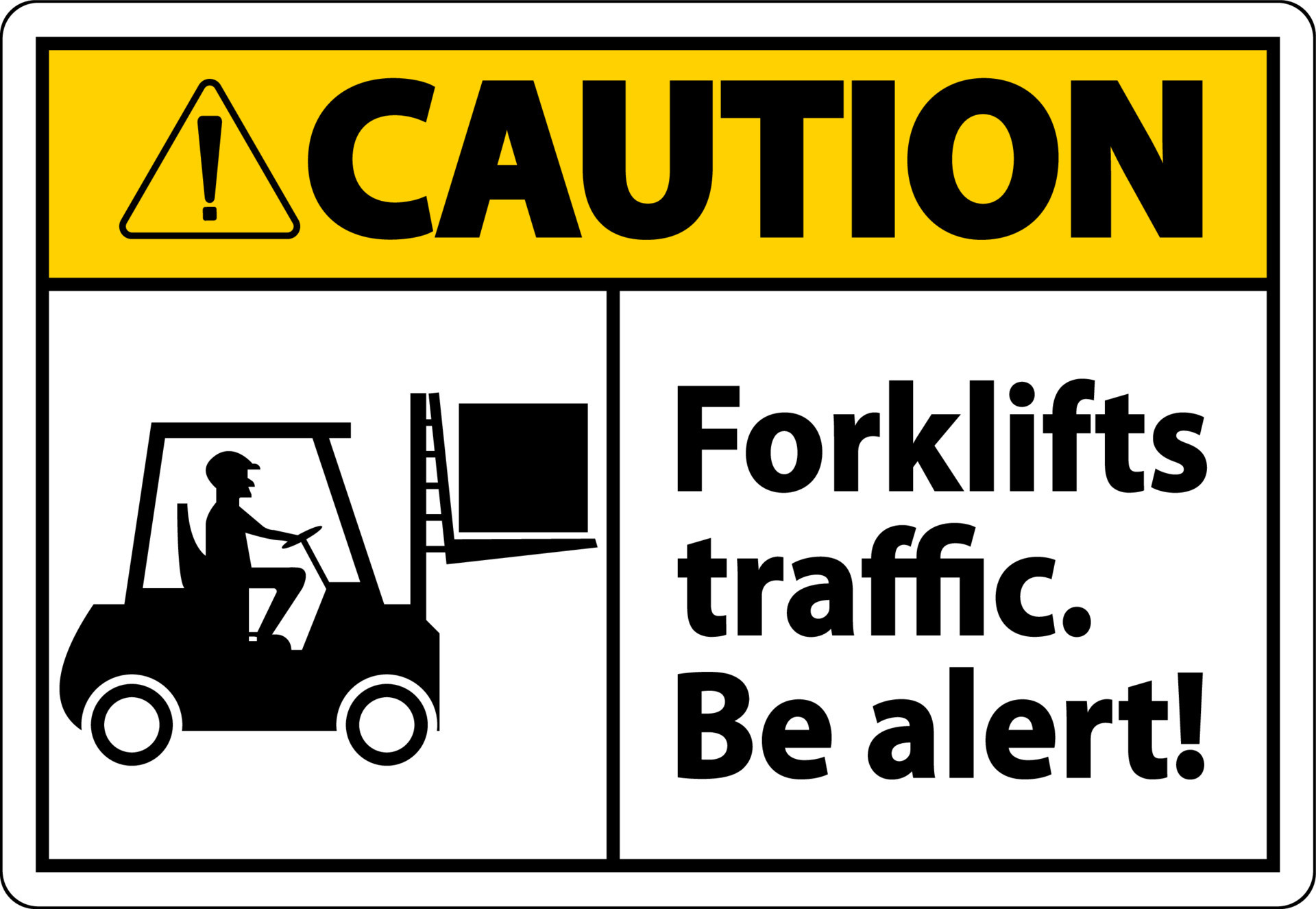 Caution Forklift Traffic Be Alert Sign On White Background 5993059
