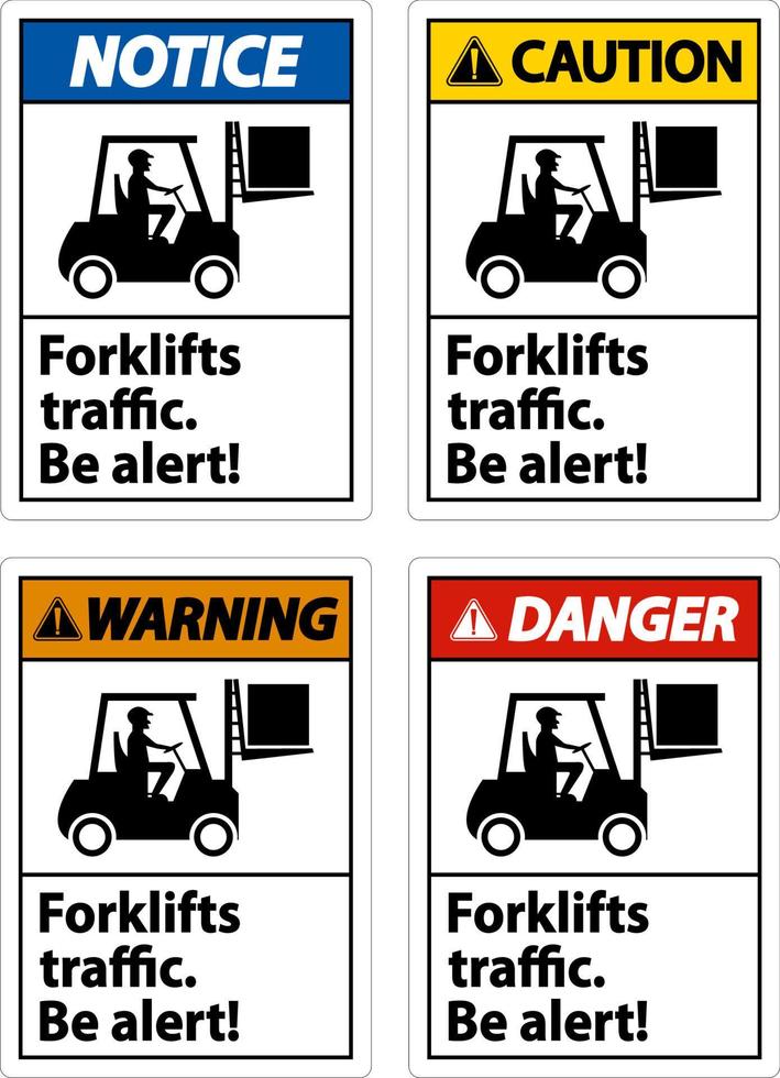 Forklift Traffic Be Alert Sign On White Background vector