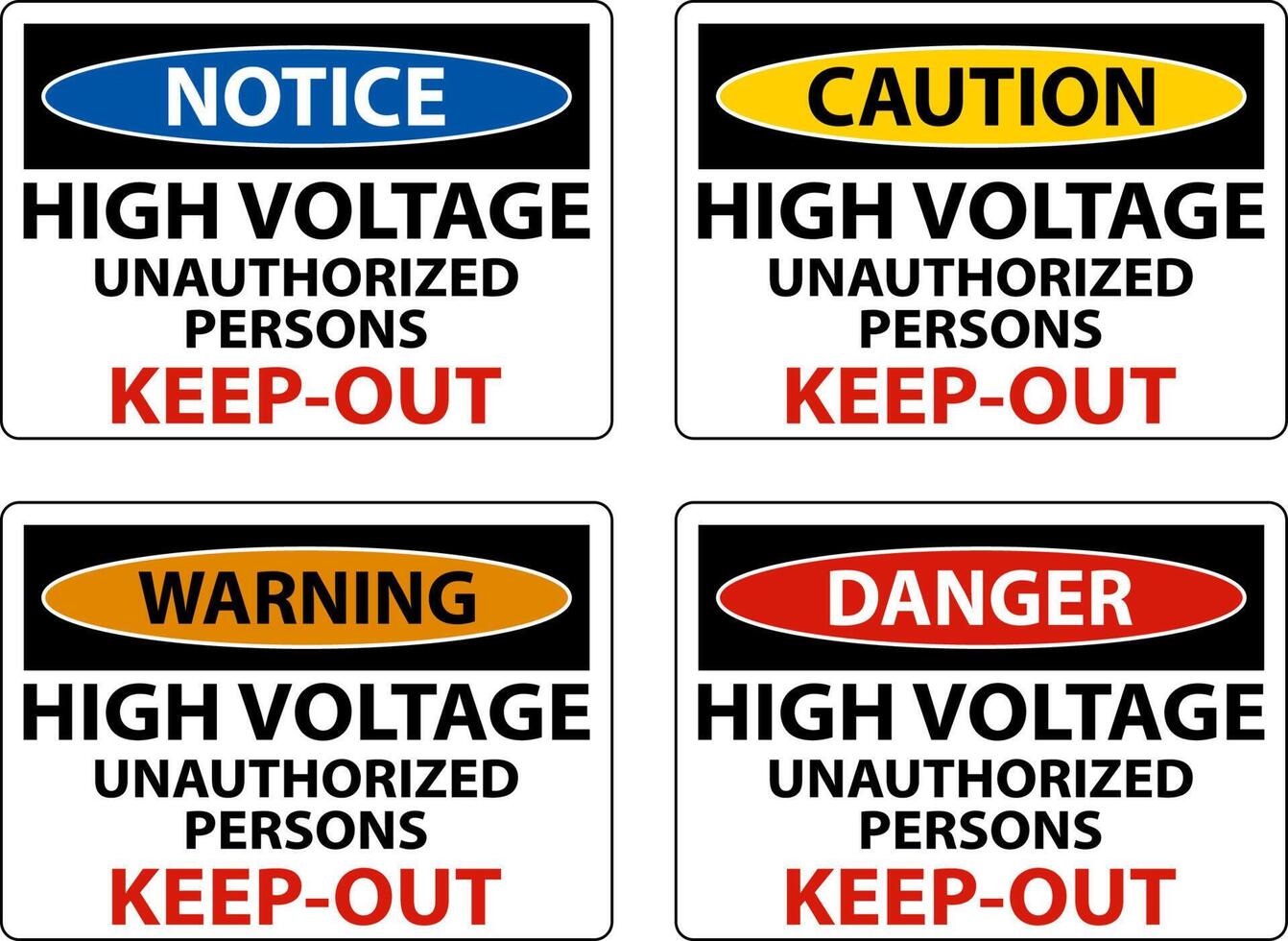 Danger High Voltage Keep Out Sign On White Background vector