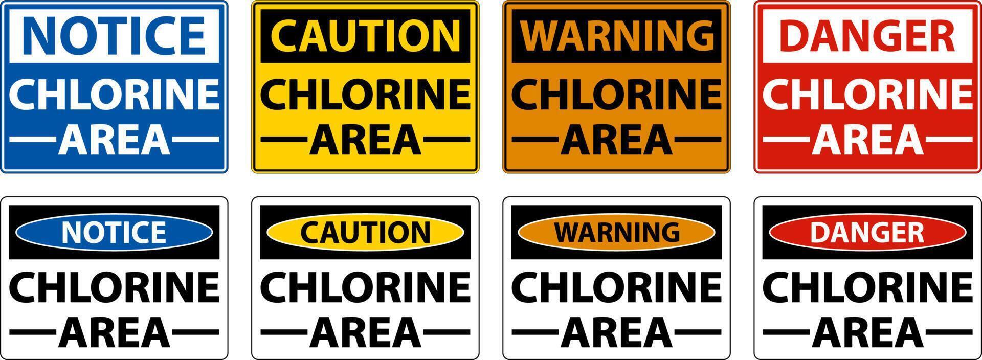 Caution Chlorine Area Sign On White Background vector