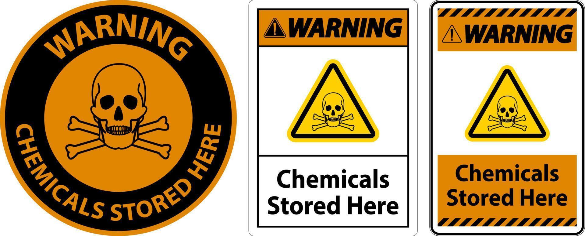 Warning Chemicals Stored Here Sign On White Background vector