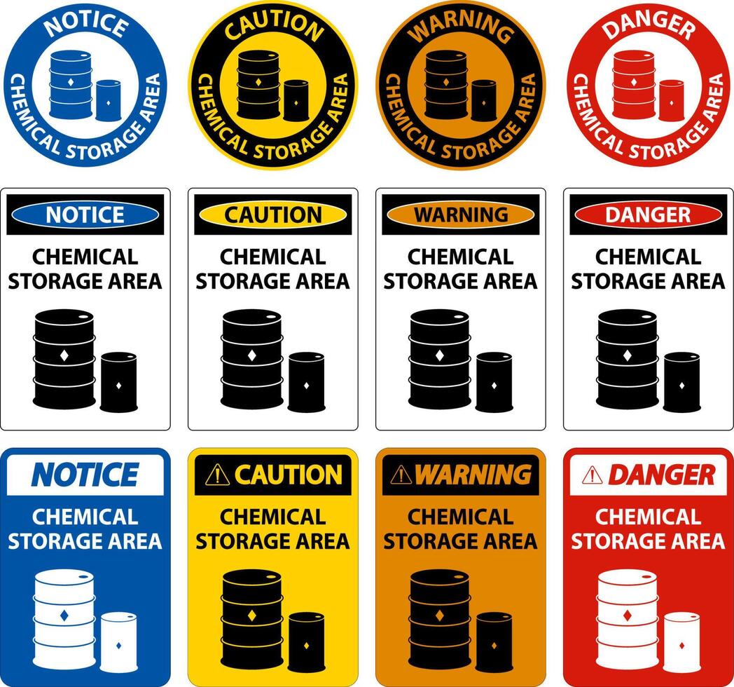 signo de área de almacenamiento de productos químicos sobre fondo blanco vector