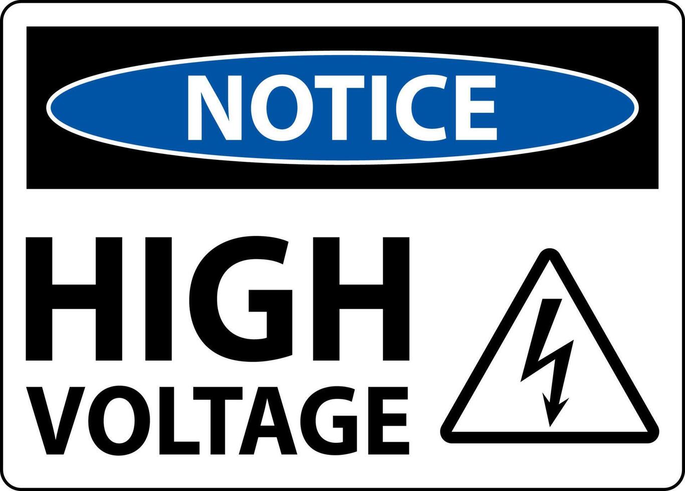 Notice High Voltage Sign On White Background vector