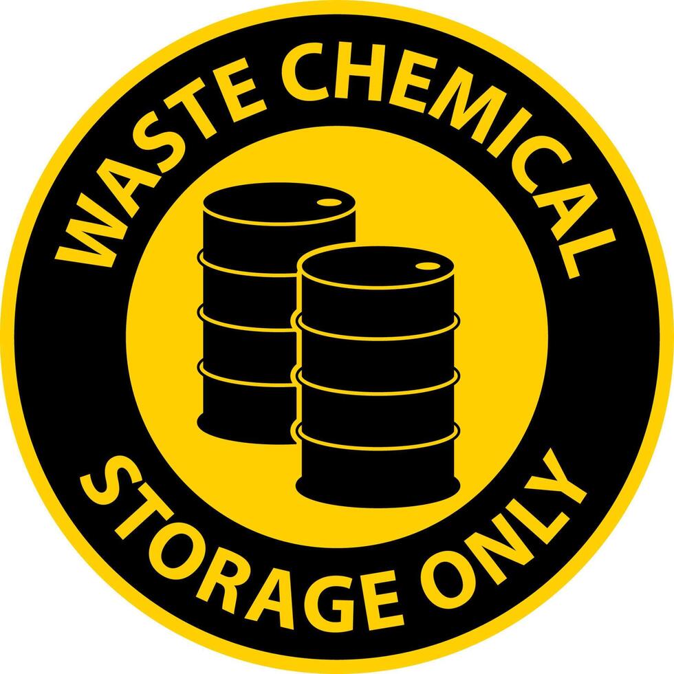 Caution Waste Chemical Storage Only On White Background vector