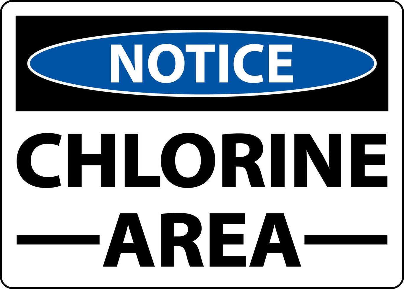 Notice Chlorine Area Sign On White Background vector