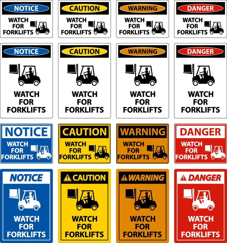 Caution Watch For Forklifts Sign On White Background vector